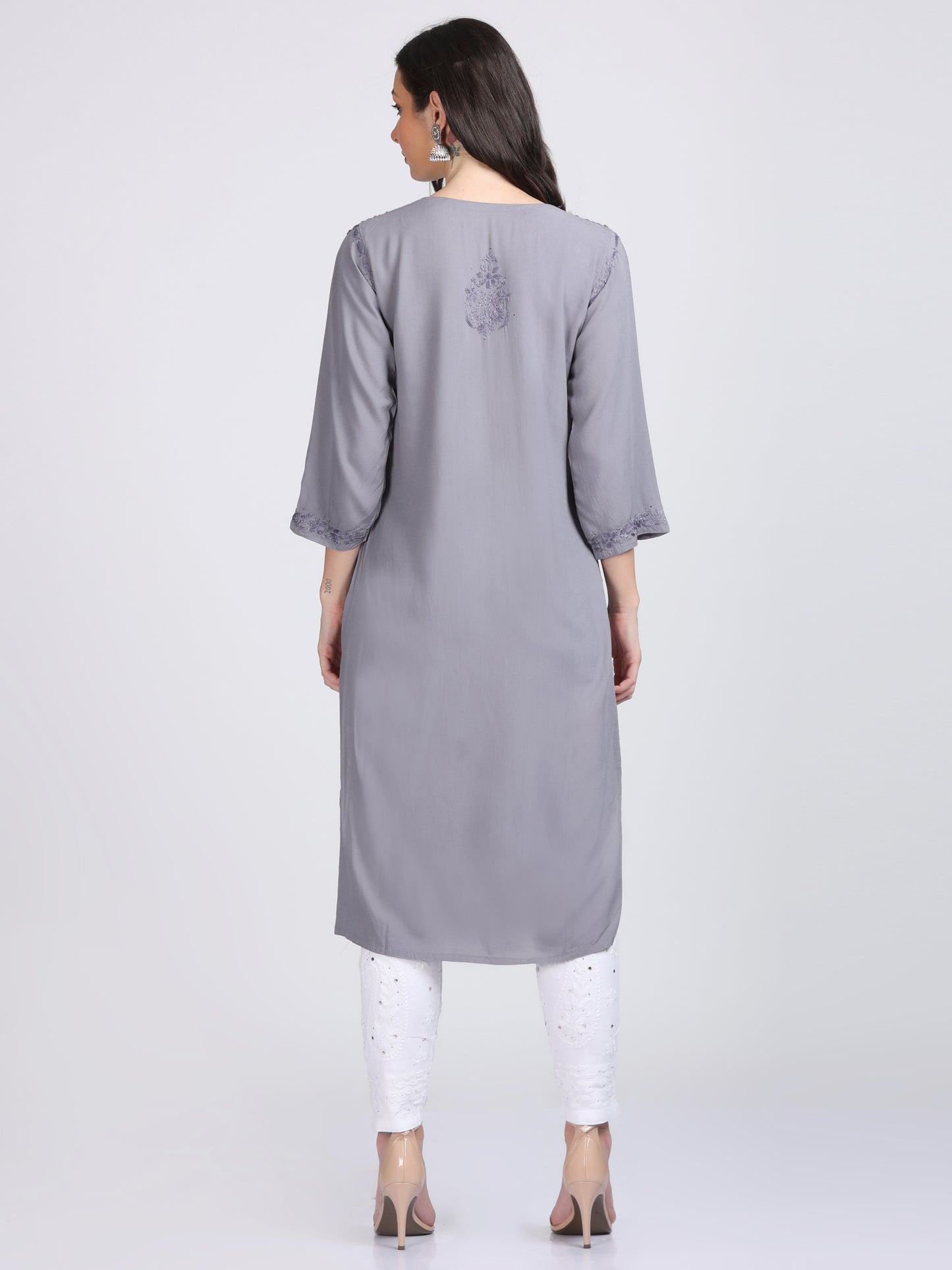 Elegant Mukaish Work Chikankari Straight Kurta on Soft & Breezy Fabric