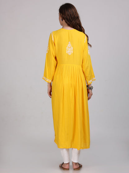 Chikankari Heavy Embroidered Gown With Both Side Pockets